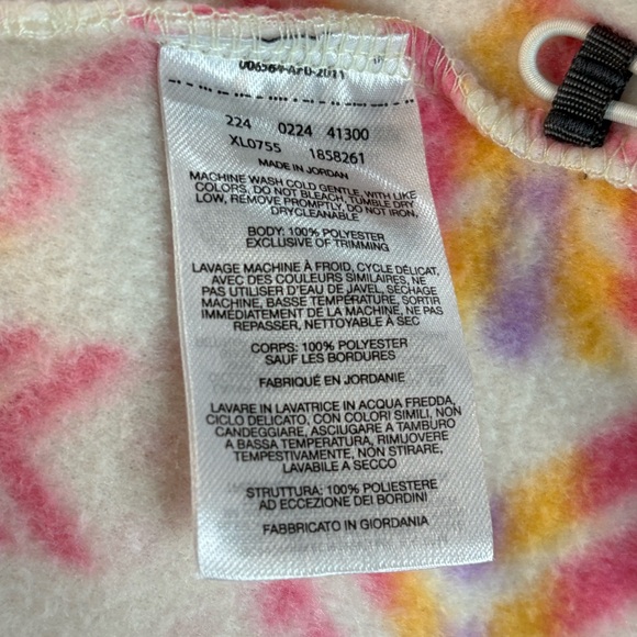 Columbia Women’s XL Fleece Jacket Pink Yellow Pattern Zip Pockets - Picture 7 of 10